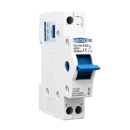 TOMZN TO219G 1P 2P 3P 4P 40A 63A MTS Dual Power Manual Transfer Isolating Switch Interlock Circuit Breaker Blue Generator PV