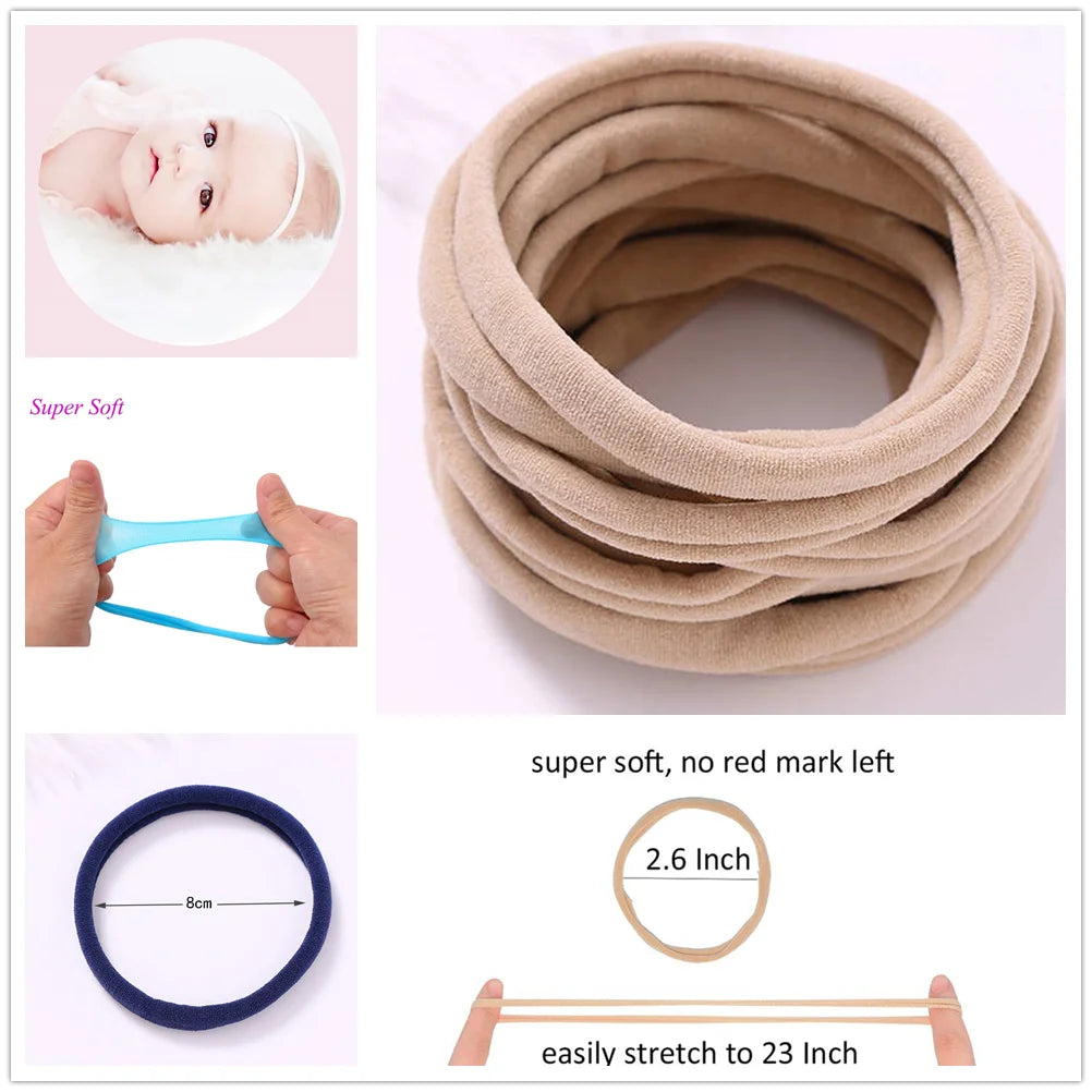 10pcs/lot Nylon Headband Baby Girl Accessories For Children's Hair Elastic Bands For Girls Toddler Headdress Baby Turban
