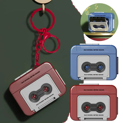 Retro Recorder Mini Portable Fun Music Box Creative Funny Mini Radio Recorder Music Classical Bag Ornaments Keychain Gift