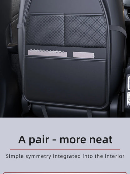 PU Leather Car Seat Kick Proof Pad with Pockets Multi-functional Tablet Holder Auto Seat Back Protection Cover for Kids