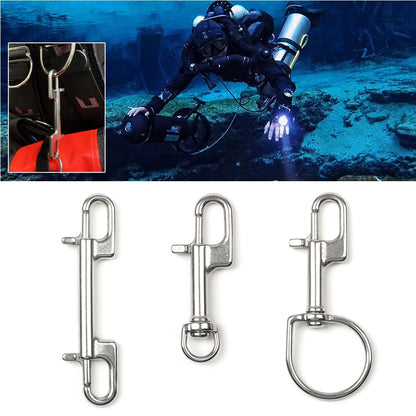 1PC 316 Stainless Steel Swivel Eye Bolt Spring Snap Hook Double Head Hook Marine Diving D Ring Snap Hooks With Swivel