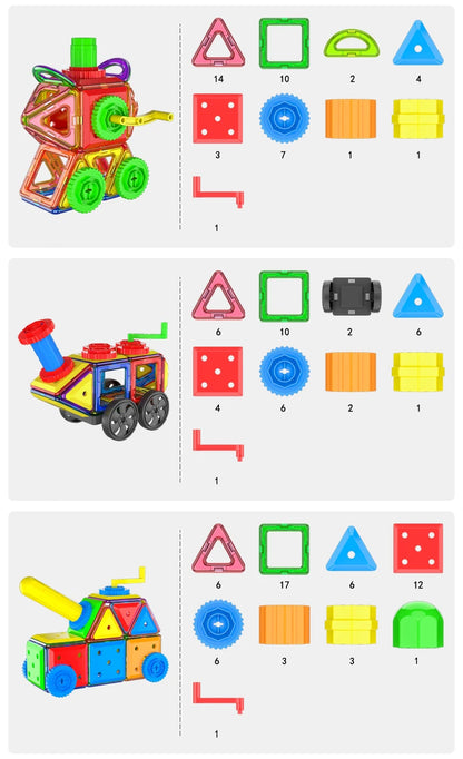 large Magnetic tiles Designer Magnet Building Blocks Accessories Educational Constructor Toys For Children Kids Girls Set Gift