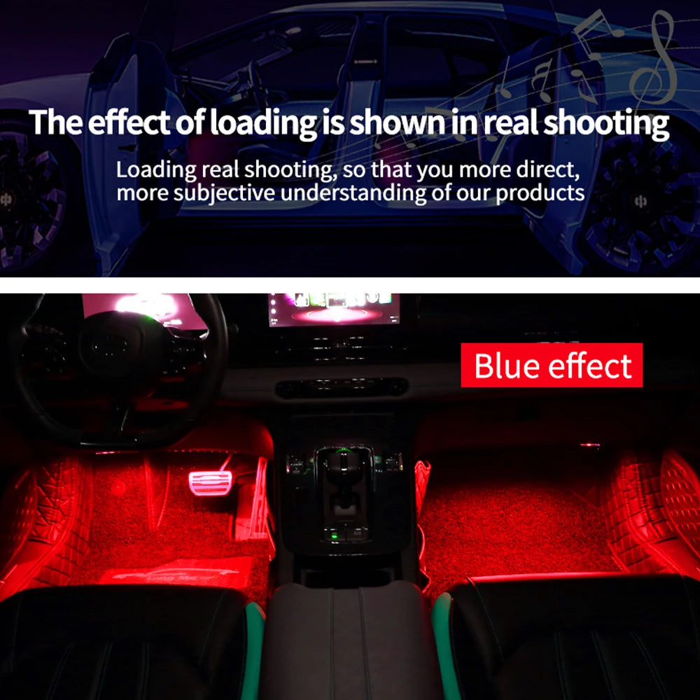 Car Foot Light Ambient Light Atmosphere Decorative Lamp RGB Decorative Lamp LED Car Interior Remote APP Control