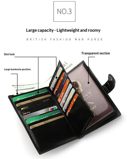 HOMEFISH Stylish Travel Passport Bag Multi-Card Card Holder Portable Multi-Function Men's Wallet
