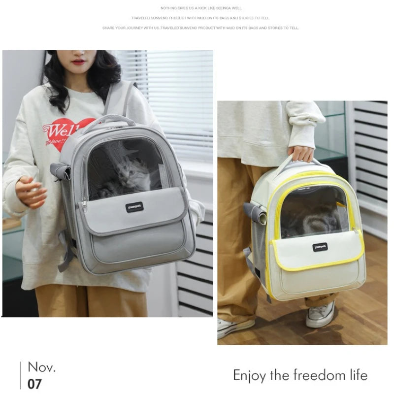 Large Capacity Breathable Mesh Portable Foldable Pet Carrier Backpack for Dog and Cat Outdoor Travel Camping Hiking Supplies