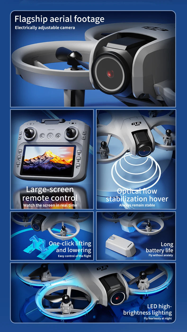 New GT3 Drone 8K HD Remote Control Headless Mode Helicopter 360° Flip FPV 5G WIFI Quadcopter Toys Mini Drone Fors Kid Toy Gifts