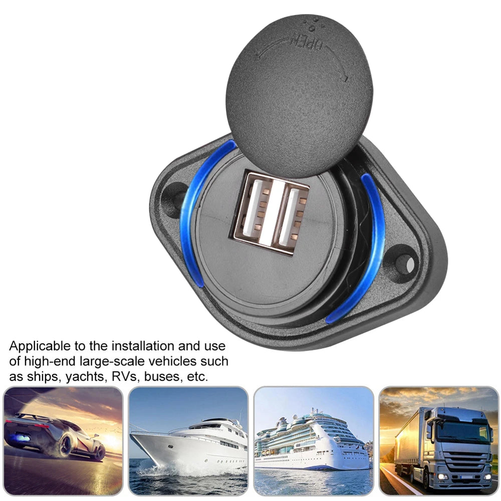 Dual USB Charger 12-24V 3.1A Car Charger Power Socket Adapter Phone Charging for Motorbike Car Boat ATV UTV Camper Caravans