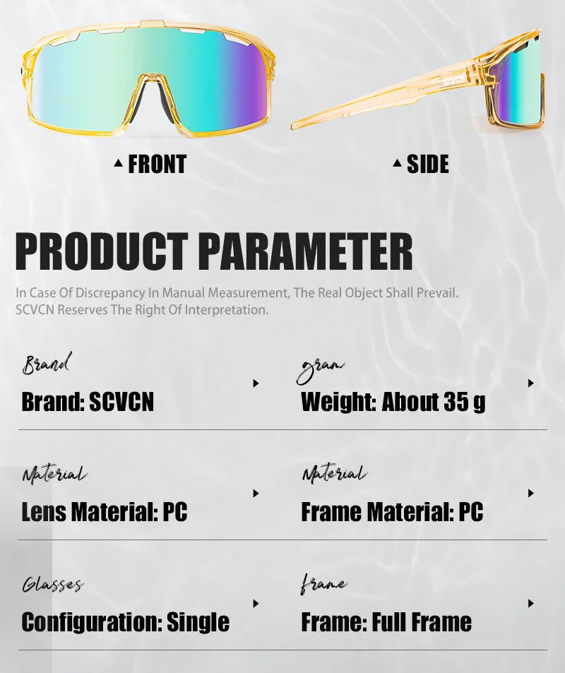 SCVCN Cycling Glasses MTB Road Bike Sunglasses UV400 Bicycle Glasses Protection Light Unisex Bike Sports Equipment