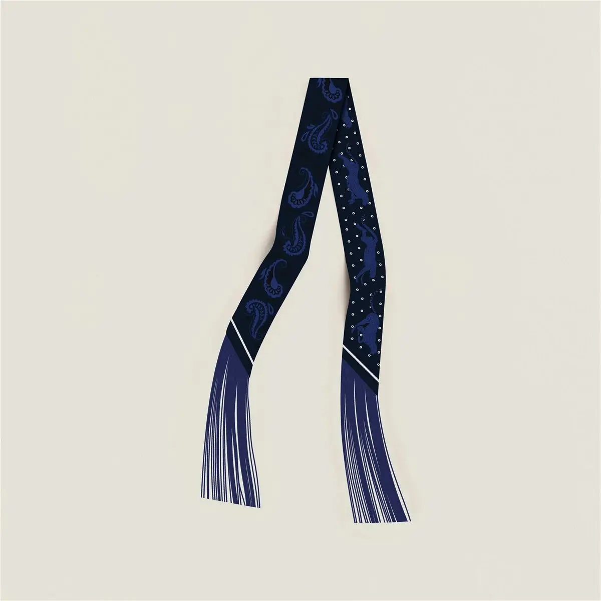 130x5cm Tassel Cashew Print Scarf Women's All-season Twill Silk Decorative Ribbon Multi-purpose Bag Hair Tie Belt Scarf