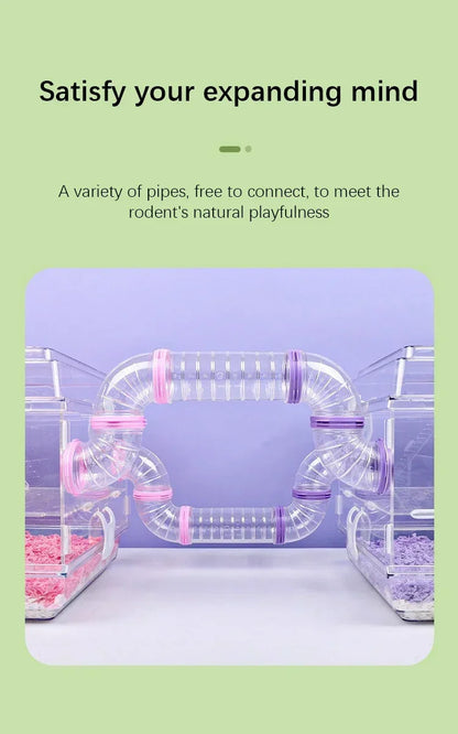 Hamster Coop External Pipelines Can Be Randomly Spliced DIY Landscape Design Pipes Hamster Cage Modification Movement Tunnel