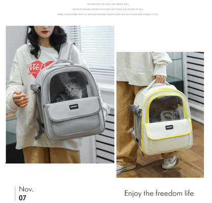 Large Capacity Breathable Mesh Portable Foldable Pet Carrier Backpack for Dog and Cat Outdoor Travel Camping Hiking Supplies