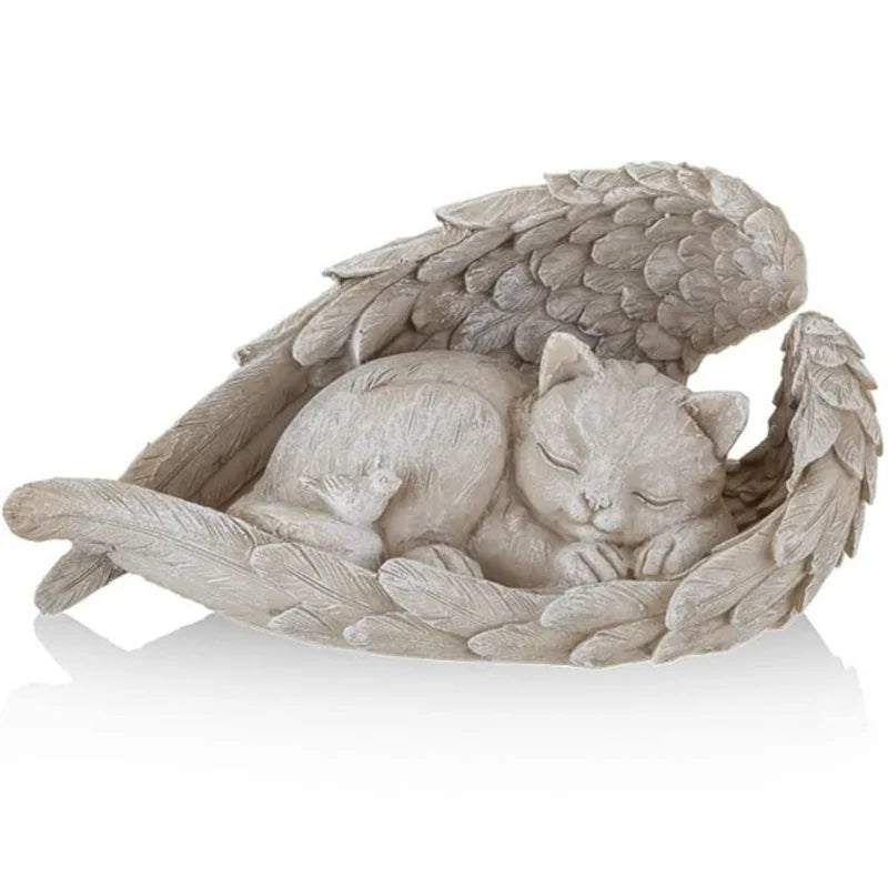 dog/Cat Angel Memorial Statue Commemorates Our Lost Fur Baby,Cat Figurines is Placed in The Outdoor Garden or Tombstone, Resin