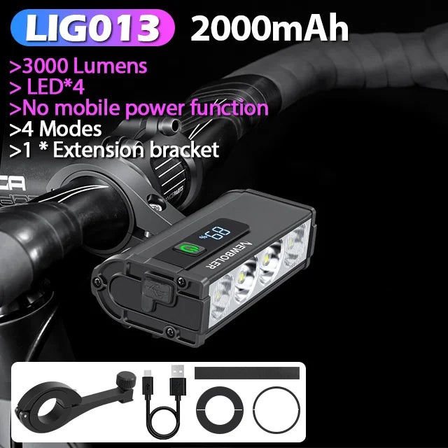 NEWBOLER Bicycle Light Front 10000Lumen Bike Light 10000mAh Waterproof Flashlight USB Charging MTB Road Cycling Lamp Accessories