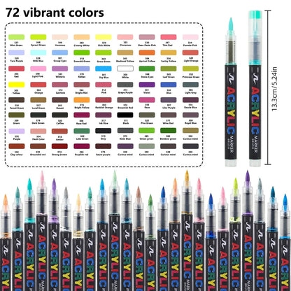 12-366 Colors Acrylic Marker Set Waterproof Acrylic Brush Marker Professional Acrylic Painting Marker DIY Art Supplies