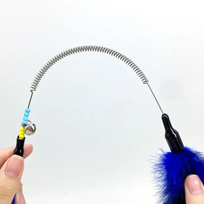 Cat Toy Feather Cats Sticks Teaser Cat Toys Interactive Spring Handle Kitten Toys with Bell Training Cats Stick Toy Pet Supplies