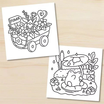TINY GARDENS Coloring Book for Adults - Bold & Easy Cute Patterns, Relaxing Drawing Gift for Birthday & Party