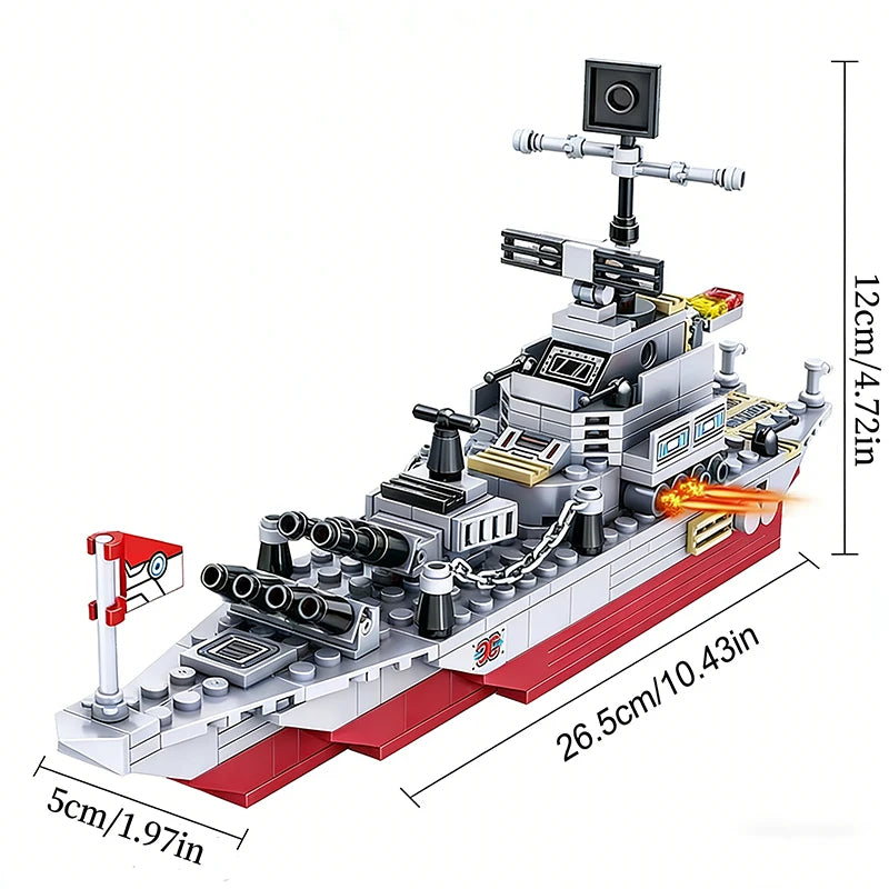 Navy Aircraft Carrier Building Blocks Military Tanks Ships Airplanes Model Warships Building Blocks Assembly Toy Set for Boys
