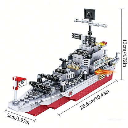 Navy Aircraft Carrier Building Blocks Military Tanks Ships Airplanes Model Warships Building Blocks Assembly Toy Set for Boys