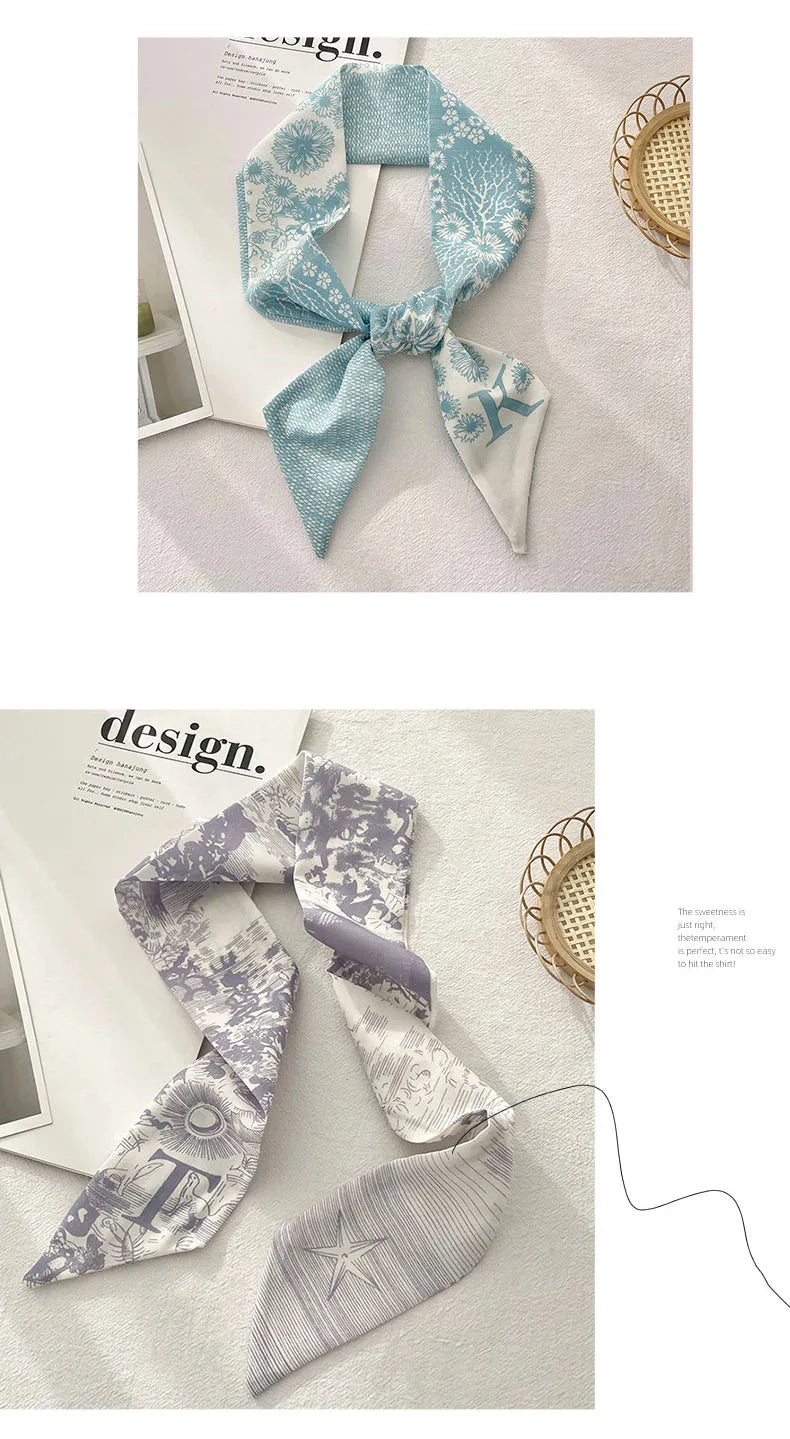 26 Letters Tarot Constellation Bag Scarf Twill Silk Scarves Women New Neckerchief Hair Headbands