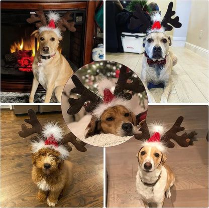 Christmas Decoration Pet Headwear Party Dress Up Antlers Hair Hoops Pet Supplies Christmas Hat Headbands Dog Elk Hair Hoops