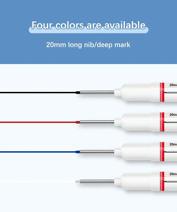 4Pcs/Set 20mm Deep Hole Long Nib Head Markers For Metal Perforating Pen Waterproof Bathroom Woodworking Decoration Multi-Purpose