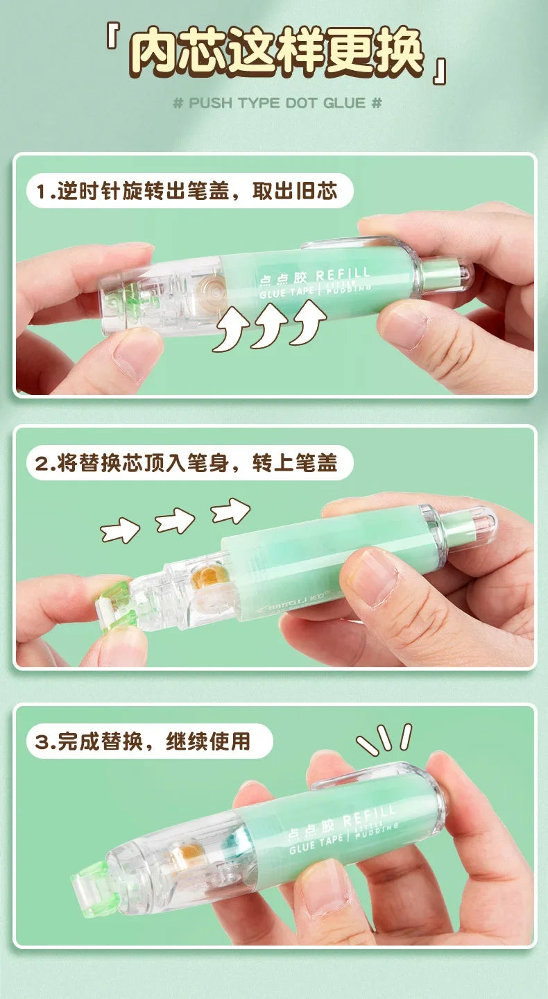 Journamm 5m*6mm Cute Dots Glue Tape DIY Scrapbooking Collage Photo Album School Stationery Double Sided Adhesive Roller Tape