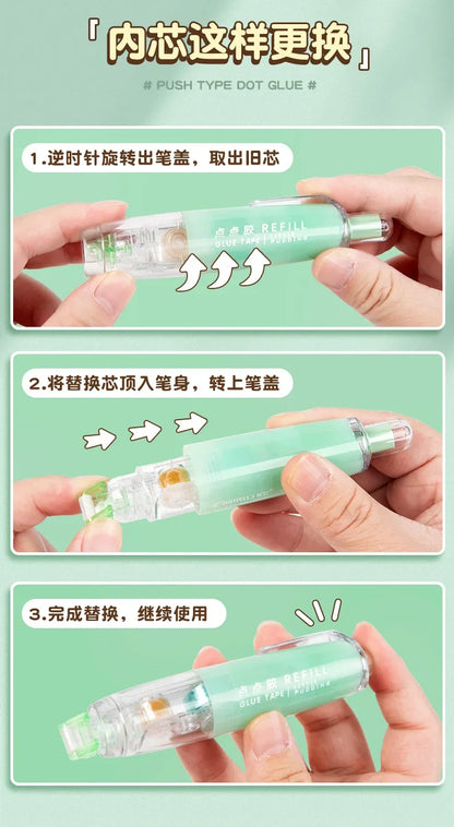 Journamm 5m*6mm Cute Dots Glue Tape DIY Scrapbooking Collage Photo Album School Stationery Double Sided Adhesive Roller Tape