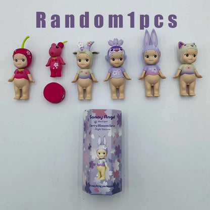 Sonny Angel' Purple Cherry Blossom Series Nigbt Minifigure Version Blind Box Decoration Cute Mystery Surprise Giff