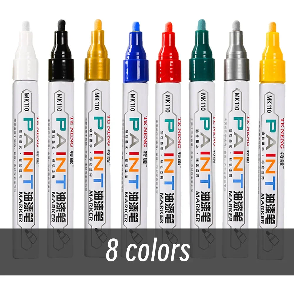 8 Colors Car Scratch Repair Paint Pen Quick Dry Touch Up Paint Repair Pen Waterproof Wheel Tyre Marker Auto Paint Marker Pens