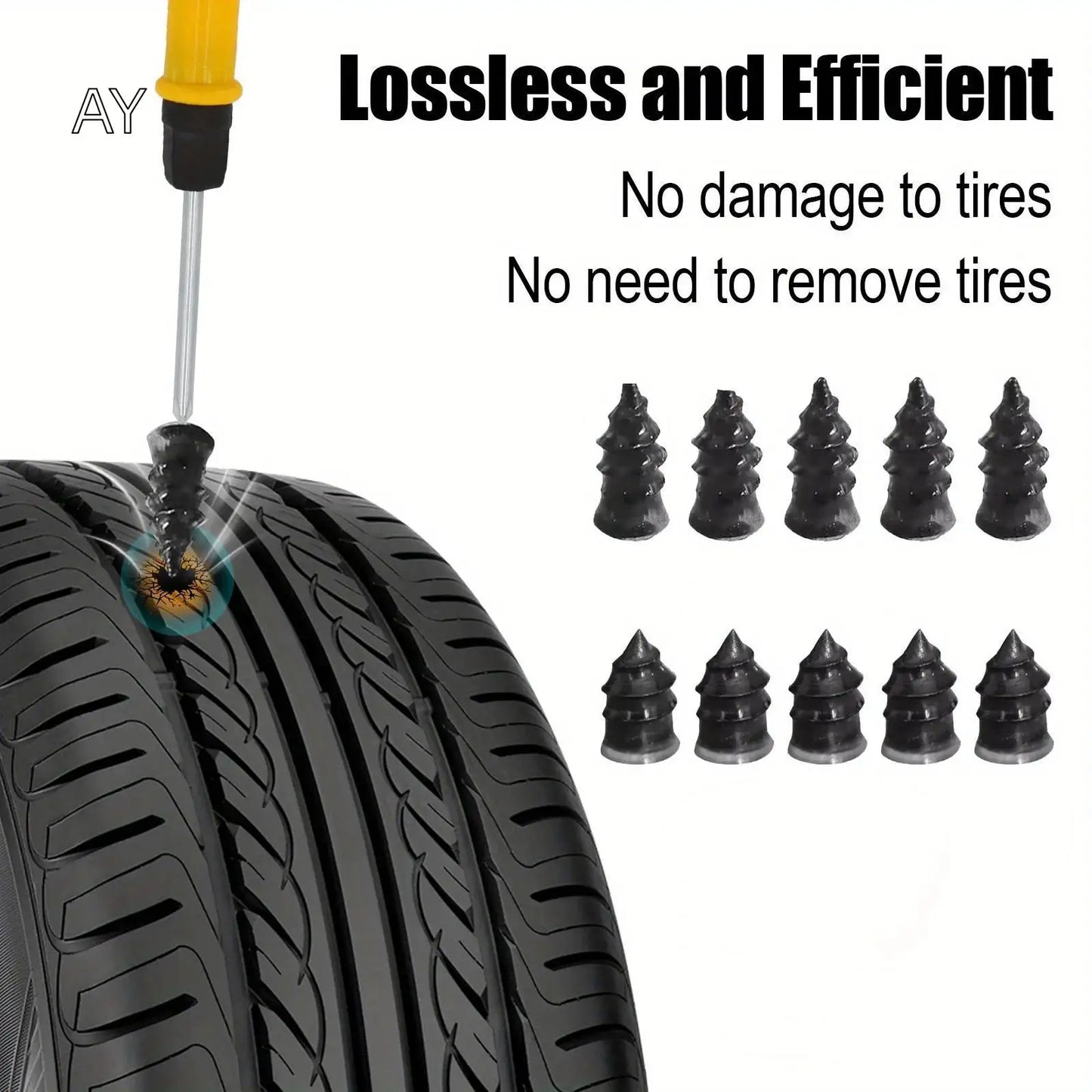 Emergency Tire Repair Kit - Quick Fix Heavy-Duty Glue & Rubber Strips for Cars/Trucks/RVs Puncture, On-the-Go Safety
