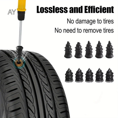 Emergency Tire Repair Kit - Quick Fix Heavy-Duty Glue & Rubber Strips for Cars/Trucks/RVs Puncture, On-the-Go Safety
