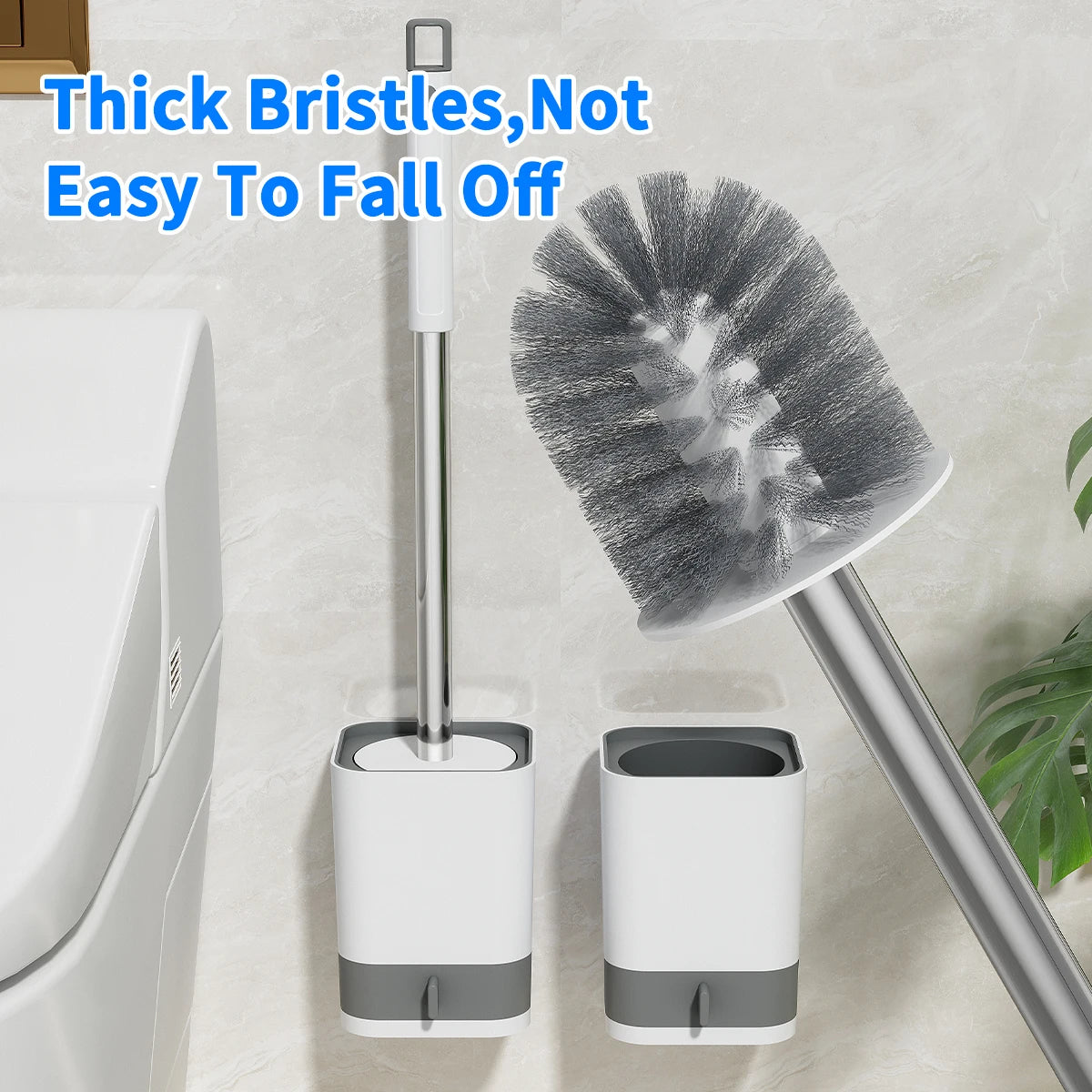 WORTHBUY Long Handle Plastic Toilet Brush With Drain Base Punch-Free Wall Mounted WC Toilet Cleaning Brush Bathroom Accessories