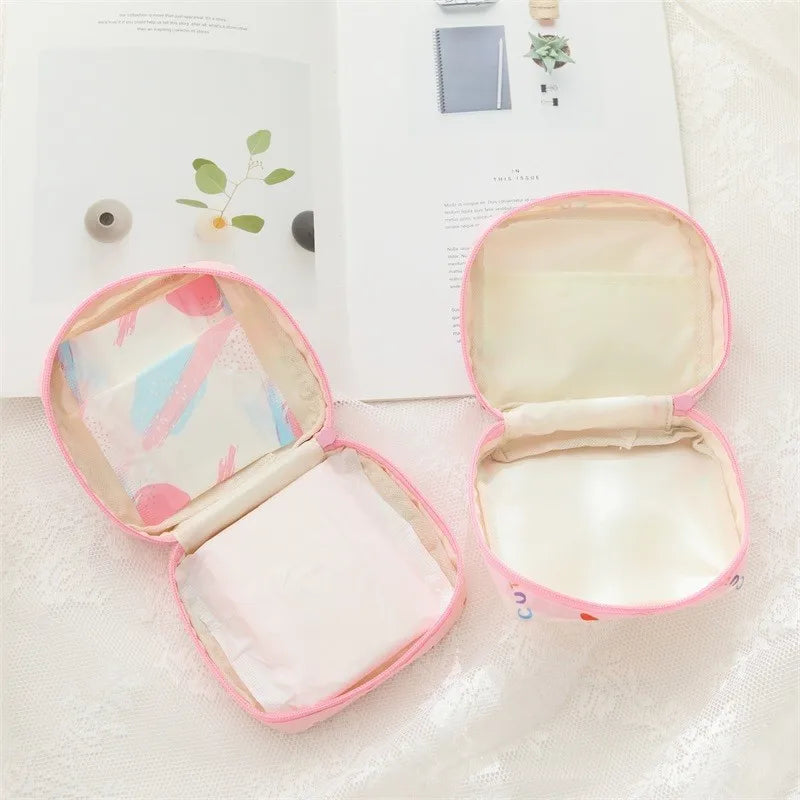 Hello Kitty Kuromi Menstrual Bag Cute Girly Cinnamoroll Hangyodon Pochacco Capacity Sanitary Napkin Storage Bag