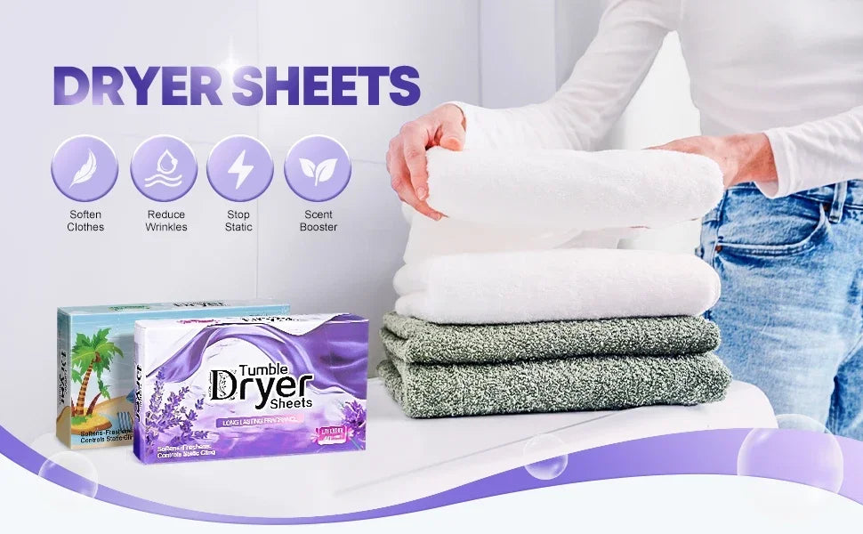 Dryer Sheets Bulk Natural Fabric Softener Plant Lavender Laundry Softener Naturally Pet Clothing Cleaning Aromatherapy Tablets