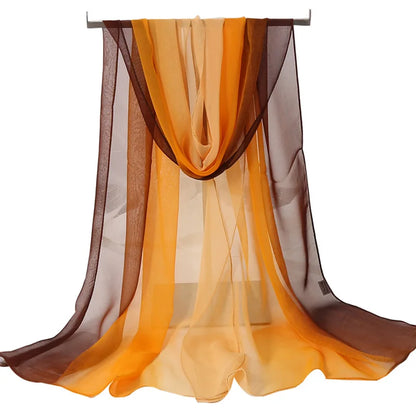 Four Seasons Thin Soft Chiffon For Women Silky Gradient Printing Beach Georgette Scarf Shawls Long Wraps Beach Sunscreen Hijab