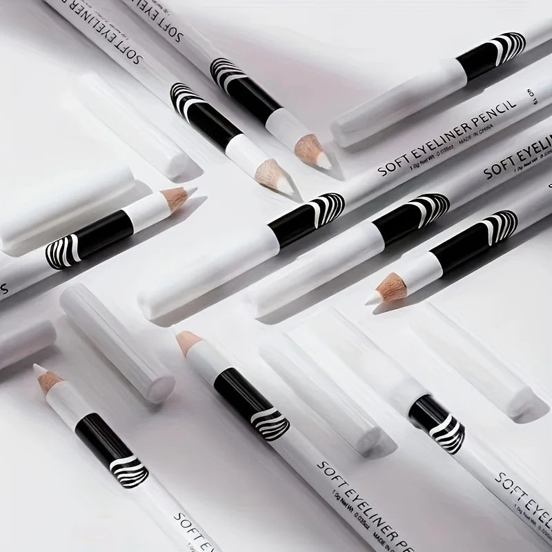 Wooden Rod White Inner Eyeliner Pen Eyelid Under Crease Pen Matte White Pen Beauty Eyeliner Easy Coloring