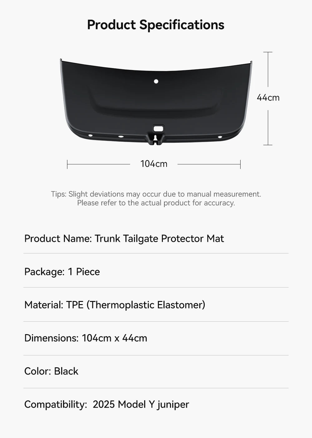 YZ for Tesla Model Y Juniper 2026 Car Trunk Tailgate Protection Pad Trunk TPE Anti-dirty  Waterproof Backplate Protective Pad