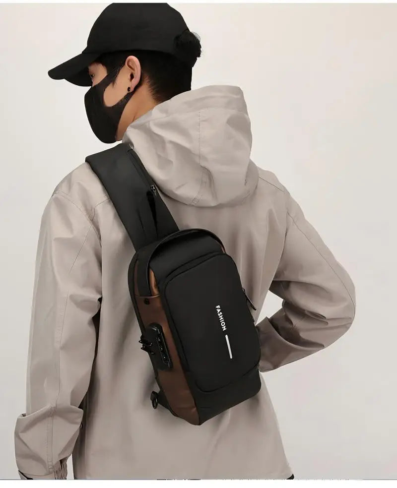 Homefish New Men's Anti Theft Chest Pack with USB Charging for Short Distance School Gym