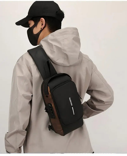 Homefish New Men's Anti Theft Chest Pack with USB Charging for Short Distance School Gym
