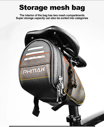 PHMAX Bike Saddle Bag Large Capacity MTB Bicycle Saddle Bag Waterproof Road Bike Rear Bag Riding Bicycle Accessories