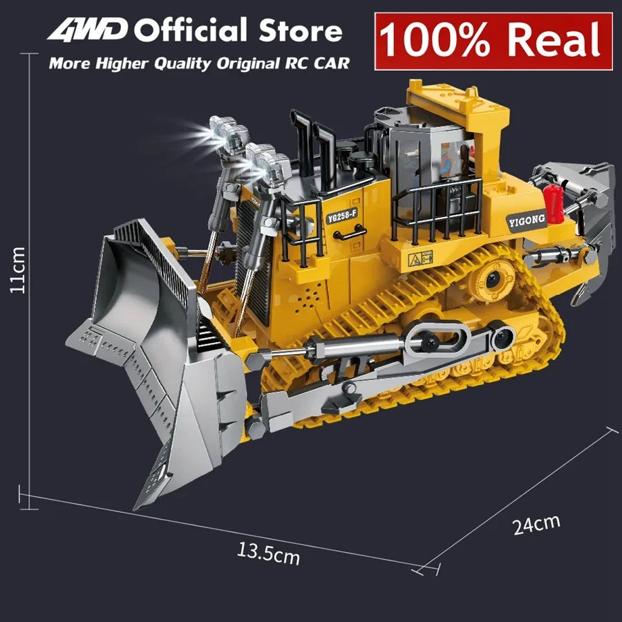 4WD Remote Control Excavator Toy Radio Controlled RC Dump Truck Vehicle Crawler Bulldozer Construction Buggy Light and Sound Car