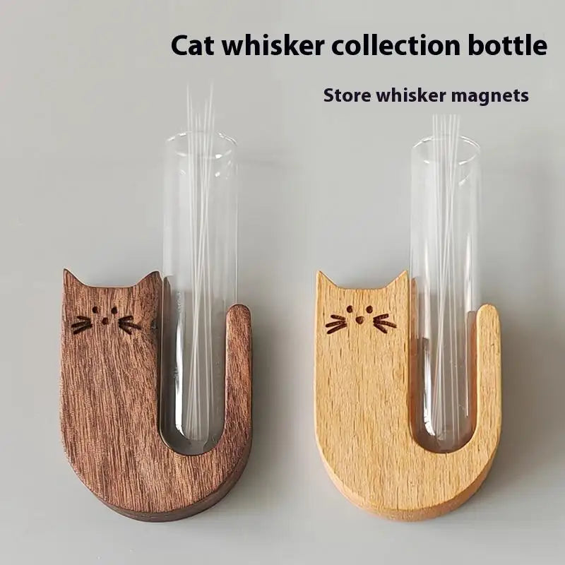 【E】Transparent Glass Cat Whisker Jar Pet Hair Holder Refrigerator Magnet Decor Memorial Gift For Pet Lovers
