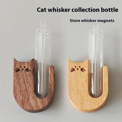 【E】Transparent Glass Cat Whisker Jar Pet Hair Holder Refrigerator Magnet Decor Memorial Gift For Pet Lovers