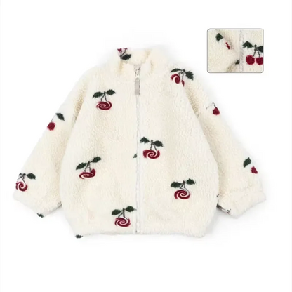 2026 KS Brand Winter Baby Girls Boys Lambswool Cherry Jackets Kids Clothes Boys Sequin Cartoon Outerwear Children's Coats 1-9Yrs