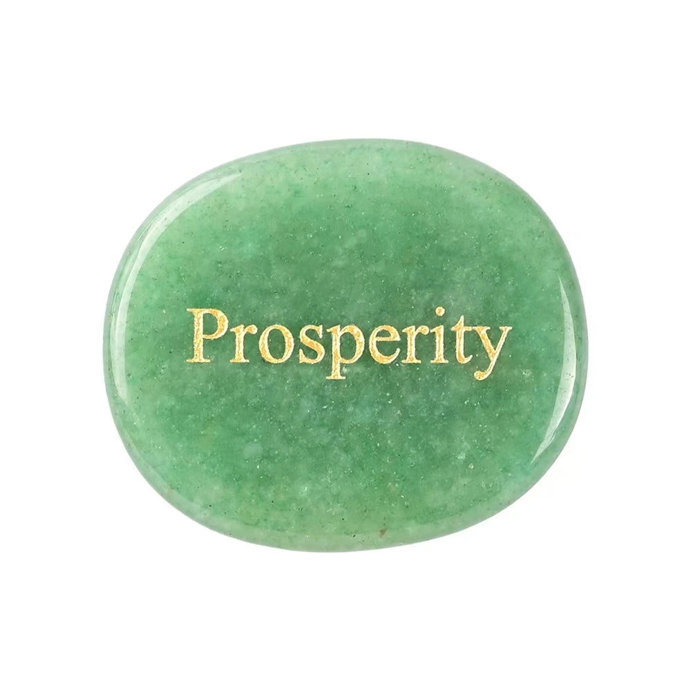 Crystal Worry Stone Double Plane Shaped Piece Inspirational Palm Stone, Engraved With Words To Relieve Worries Jade Energy Stone