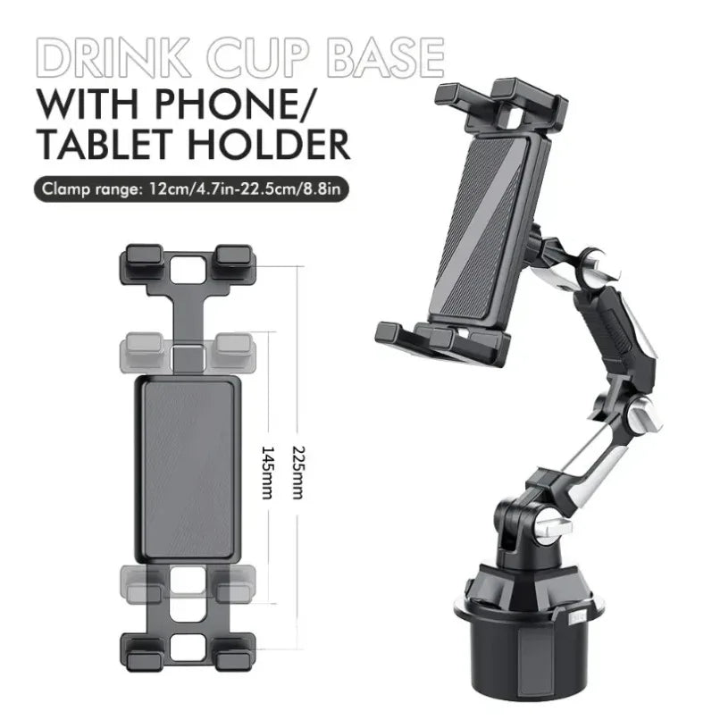 Car Cup Holder Phone Tablet Mount 360 Rotation Flexible Arm Stand For iPhone Android iPad Auto Interior Accessory Daily Use