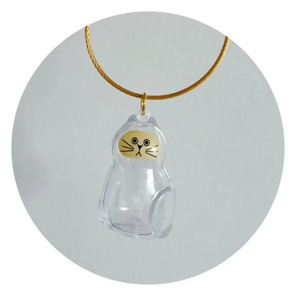 Transparent Cute Cat Keepsake Keychain Lovely Dog/Cat Shape Pet Hair Memorial Bottle With Key Ring for Pet Lovers DIY Souvenirs