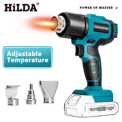 HIDLA 21V Handheld Hot Air Gun Temperature Rechargeable Cordless Two Styles For Makita Battery Electric Heating Gun With Nozzle