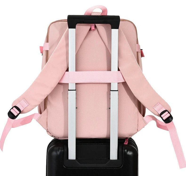 Lightweight Large Travel Backpack, Solid Color Minimalist Multifunctional Student School Bag
