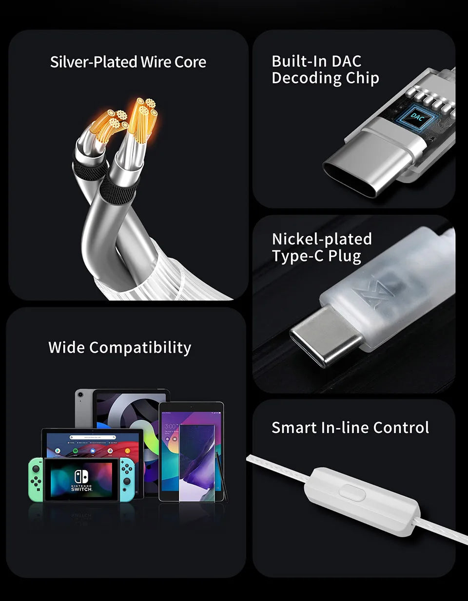 KZ Earphones Cable OFC Silver Plated Upgrade Cable Wire Type-c 2PIN Cables Microphone Optional